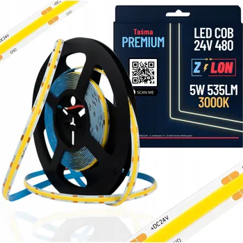 LED páska LED neonová páska COB 24V 480 diod 5W souvislá linie 3000K teplá bílá 1M