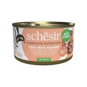 Krmivo pro kočku SCHESIR C&B krmivo mokrá pro kočky, tuňák s lososem v želé, konzerva 85g