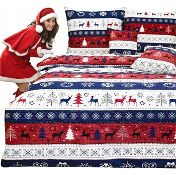 Povlečení Povlečení Vánoční z Kůry 140x200 2x70/80 Sob Svetr Vysoká Kvalita