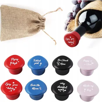 8x SILIKONOVÁ ZÁTKA NA VÍNO SADA VESELÉ BAREVNÉ