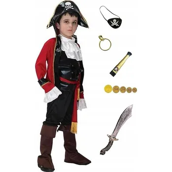 Karnevalový kostým KOMBINÉZA PŘEVLEK KOSTÝM KOSTÝM PIRÁT KORSARZ 7-9 LET 130 cm PVP