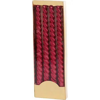 Svíčka MagicHome spirálová točená svíčka červená 25 cm 4 ks