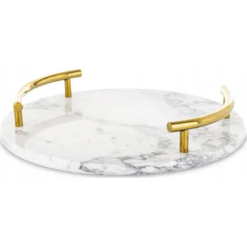 Dekorativní mramorový tác těžký zlatobílý 5,5x25,5x25,5 170195