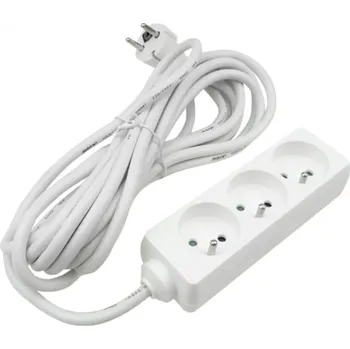 Elektrická zásuvka Ecolight prodlužovací kabel Sieciowy Wtyk - 3x Zásuvka z Uziemieniem Listwa Zasilająca 5m 3x1,5mm 16A Bílý