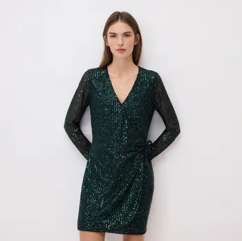 Dámské oblečení Reserved - Flitrové mini šaty - zelená - 120GP-77X - 120GP-77X-XL