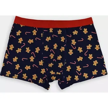 Boxerky Pánské vánoční boxerky BB011 - M / tmavě modrá