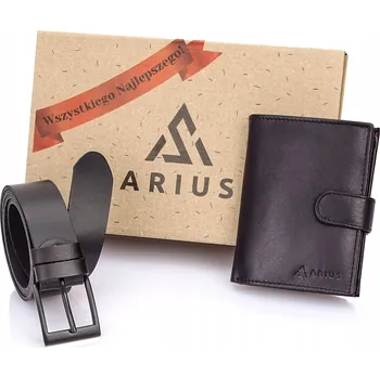 Peněženka Pásek Kožený Mesky a Pánská peněženka Kožený Rozšířený RIFD Černý Arius