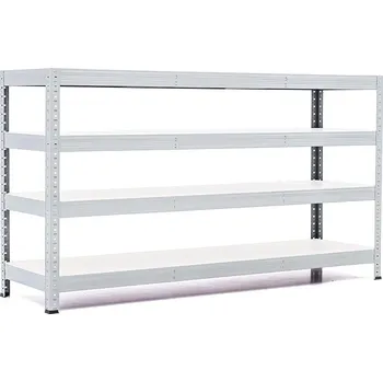 regál Policový regál Trestles RH 900x1400x450, nosnost 1200 kg, 4 police bílé Barva: šedá