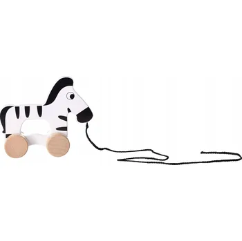 Dřevěná hračka Dřevěná zebra na tahání za provázek