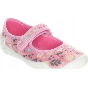 Dívčí obuv Befado dětské papuče na suchý zip růžové, velikost 25