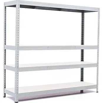 regál Policový regál Trestles RH 1500x1400x450, nosnost 1200 kg, 4 police bílé Barva: šedá