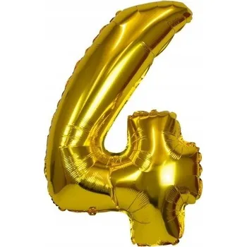 Balónek BALÓNKY k 4. NAROZENINÁM, fóliové, zlaté, 71 cm 1 Ks