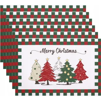 prostírání VÁNOČNÍ PROSTÍRÁNÍ NA STŮL 45x30 červeno-zelené, žáruvzdorné vánoční stromky