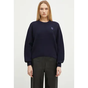 Dámský svetr Vlněný svetr Maison Kitsuné Bold Fox Head Patch dámský, tmavomodrá barva, LW00814KT1093, XS, 59X