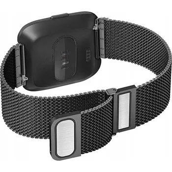 Náramek Náramek pro hodinky Fitbit Versa/Versa 2/LITE ČERNÝ OCEL síťovaný