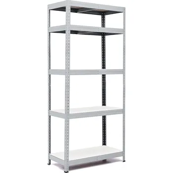 regál Policový regál Trestles RH 2200x1000x450, nosnost 1750 kg, 5 polic bílých Barva: šedá