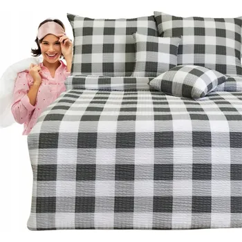 Povlečení Krepové povlečení 140x200 2x70/80 Mřížka Ika Šedá Tlustá Kůra Vysoká