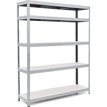 regál Policový regál Trestles RH 2200x1200x300, nosnost 1750 kg, 5 polic bílých Barva: šedá