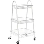Verk 27489 Třípatrový kovový regál na kolečkách 78 x 40 x 32 cm, bílý