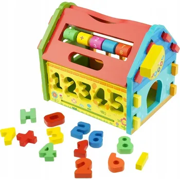 Dřevěná hračka DŘEVĚNÝ TŘÍDIČ TVARŮ STAVEBNICE DŘEVĚNÝ DOMEČEK VELKÝ