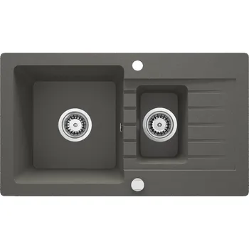Granitový dřez Deante Dřez Zorba 1,5 komory s odkapávačem, granit - ZQZ T513 antracit metalic