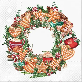 Papírový kapesník Paw Ubrousky PAW Dekor L (20ks) Gingerbread Wreath 597081