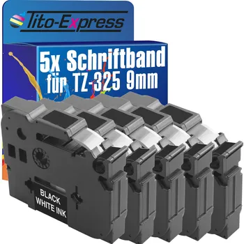 Pásek do tiskárny 5x Páska do BROTHER TZ325 9mm TZe-325 černá na bílé
