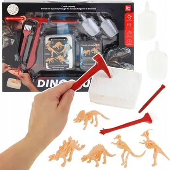 Obraz Archeologické vykopávky Fosilie Kostra dinosaura Malý archeolog