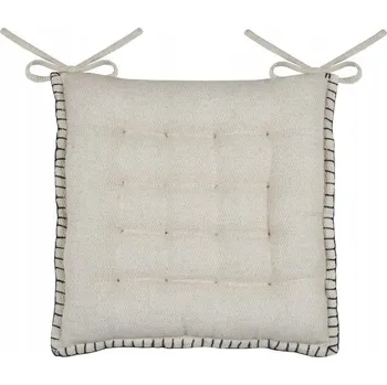 Podsedák PROŠÍVANÝ POLŠTÁŘ NA ŽIDLI S VAZÁNÍM 38X38 CM BAVLNA LEN BÉŽOVÁ