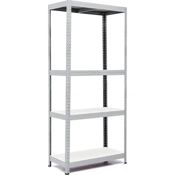 regál Policový regál Trestles RH 2000x900x600, nosnost 1400 kg, 4 police bílé Barva: šedá