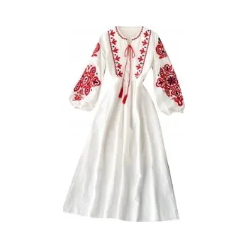 Dámské šaty ŠATY bílé SLOVANSKÉ dlouhé LIDOVÉ folklorní výšivka