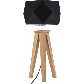 Lampička Dřevěná Stolní Lampa z Dubového Dřeva BRITOP Lighting 1xE27 Max. 60W Černé Stínidlo