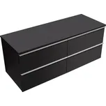 CERANO - Koupelnová skříňka pod umyvadlo s úchytkou/deskou pod umyvadlo Velora - 18 mm - černá matná, chromová úchytka - 158x53x45,2 cm