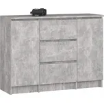 Komoda Akord beton matná 2 dvířka 3 zásuvky 101 cm