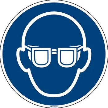 Příkazová značka Použít ochranné brýle, ISO 7010, samolepicí fólie, 100 mm, BJ = 10 ks
