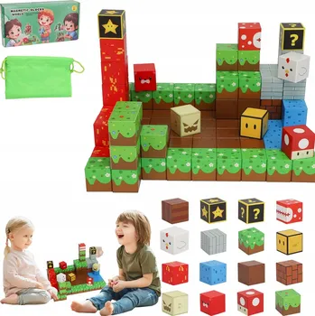 ostatní stavebnice 100 KUSŮ MAGNETICKÉ STAVEBNICE MINECRAFT HRAČKA FARMA SKLÍZEŇ STAVEBNICE