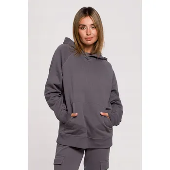 Dámská mikina VÝPRODEJ DÁMSKÁ TEPLÁKOVÁ MIKINA BAVLNĚNÁ S KAPUCÍ UNISEX ŠEDÁ 44 XXL