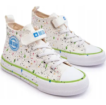 Dívčí tenisky Vysoké DĚTSKÉ TENISKY na suchý zip BIG STAR LL374049 Bílé 29