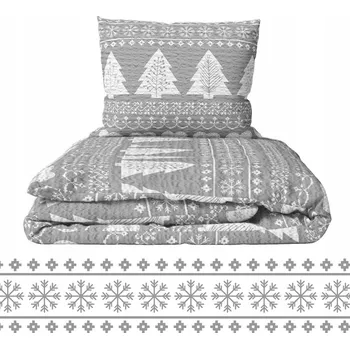 Povlečení Krepové povlečení 140 x 200 cm + 1 Ks 70 x 80 cm - GOLD Vánoční stromek šedý