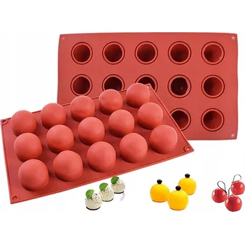 Forma na pečení Silikonová forma POLOKOULE KOULE FORMIČKA na pralinky, hnízda, monoporce, 15 ks Hnědá