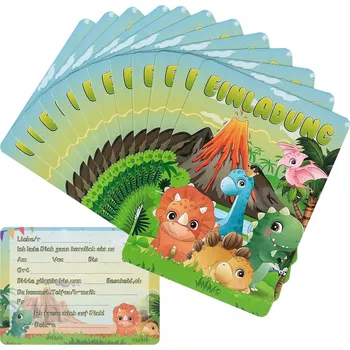 Pozvánka 12x POZVÁNKY NA NAROZENINY ZELENÍ DINOSAUŘI KARTIČKY J.NĚMECKÝ