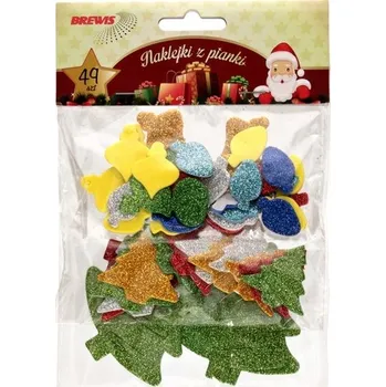 samolepka VÁNOČNÍ PĚNOVÉ SAMOLEPKY TŘPYTKY VÁNOČNÍ SMĚS 49 KS BREWIS