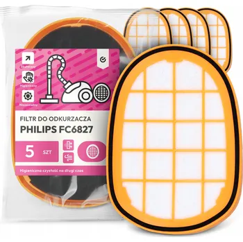 Filtr do vysavače 5x FILTR do VYSAVAČE Philips FC6827 Vzduchový Pěnový OMYVATELNÝ EM-W
