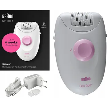 Epilátor Braun Depilátor Silk-épil 1 1-176, bílý/růžový