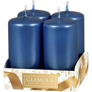 Svíčka Nohel Garden Svíčka adventní metalická lesklá - tmavě modrá d4x8cm 4ks