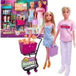 Set panenek v supermarketu s nákupním vozíkem