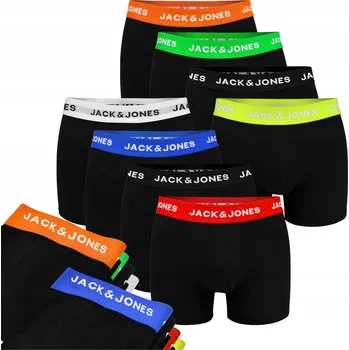 Boxerky Pánské boxerky Jack&Jones černé bavlněné s logem 8 ks, velikost XXL