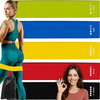 SADA 5 POSILOVACÍCH GUM NA CVIČENÍ A ROZCVIČKU - TRÉNINKOVÉ PÁSY S 5 ÚROVNĚMI ODPORU - VYSOKÁ ODOLNOST