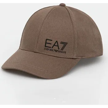 Kšiltovka Bavlněná baseballová čepice EA7 Emporio Armani hnědá barva, s potiskem, AF11989.7X000005 98X, vel. S