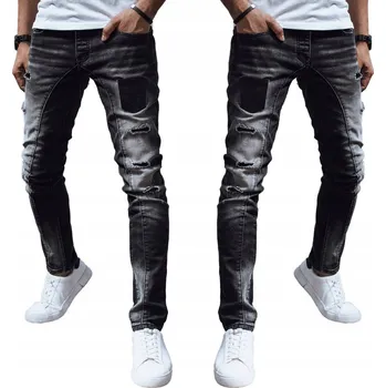 Pánské džíny PÁNSKÉ DŽÍNY S DÍRAMI A ODĚRKAMI ČERNÉ ux4298 - 34